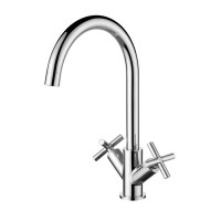 New Style Hot Cold Water SUS304 Stainless Steel Brushed Nickel Dual Handles Faucet For Kitchen Sink Taps